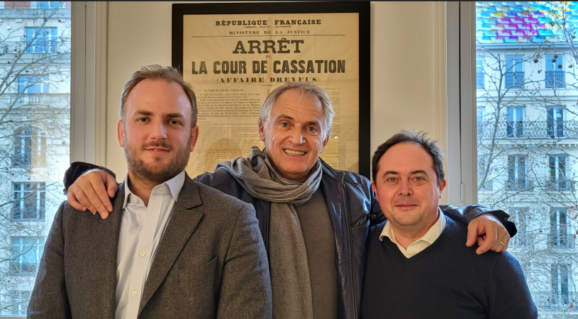 Le Président académique du SNALC, Jean-Pierre GAVRILOVIC avec Maîtres DELACARTE et COLMANT.